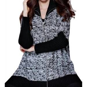 NEW FRENCH KYSS jackie tweed sweater poncho in black/white